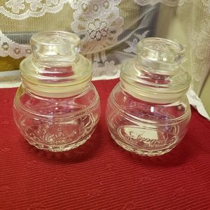 2 Vtg Star Candle Co Glass Jar/Canisters Sealing Lid Apothecary